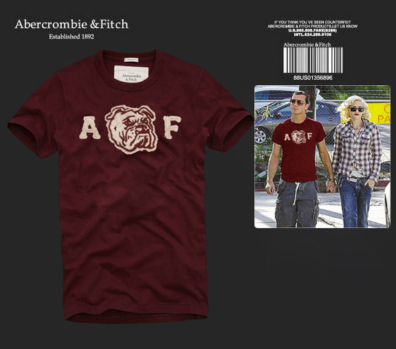 Abercrombie Fitch Hombres De Cuello Redondo Con Gente Fotos Corto Remera AF5630